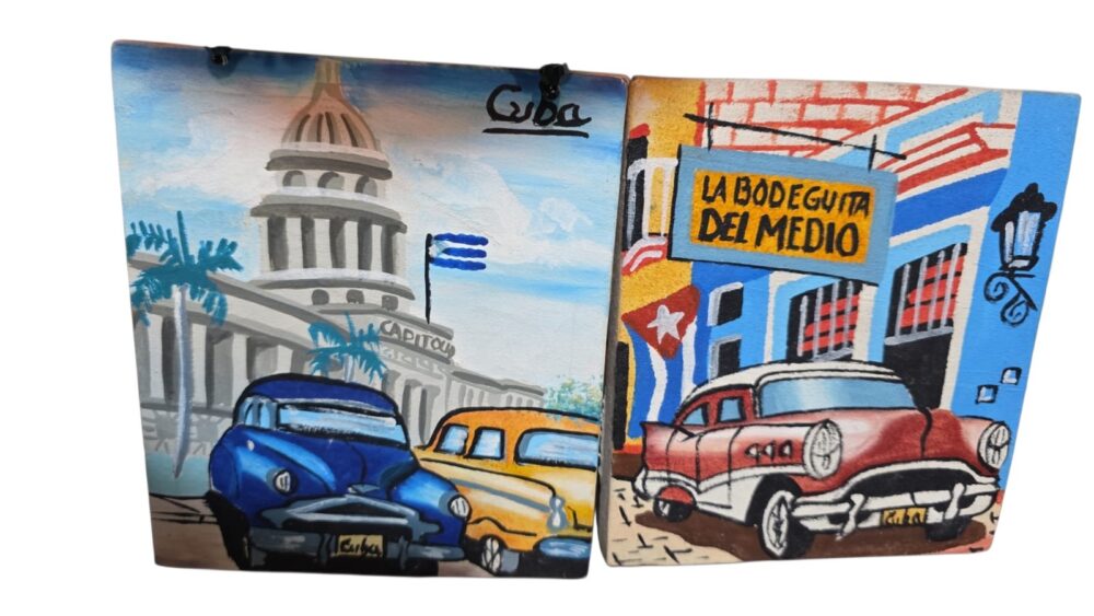 Par de quadros pintados a mão, cubanos