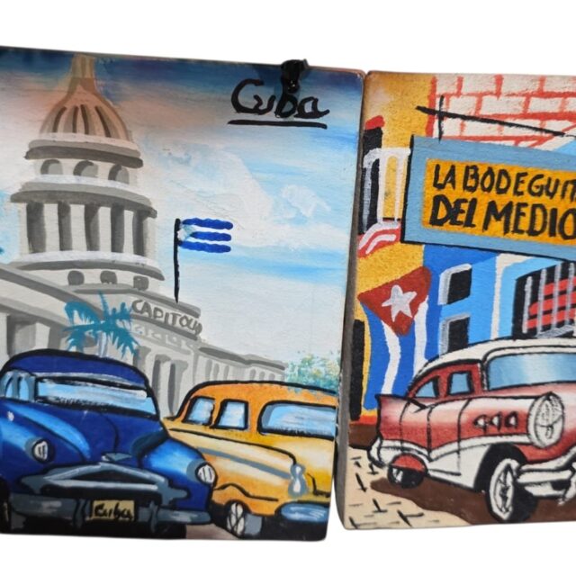 Par de quadros pintados a mão, cubanos