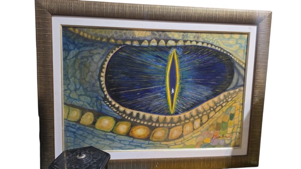 Quadro assinado com arte de olho de Dragão