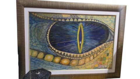 Quadro assinado com arte de olho de Dragão