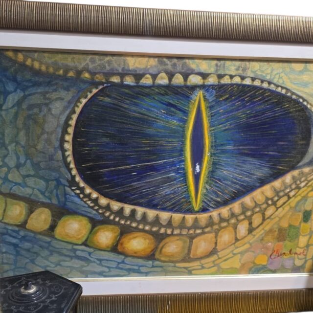 Quadro assinado com arte de olho de Dragão