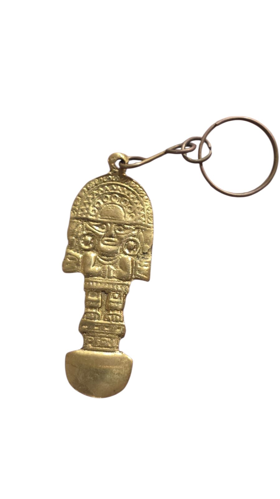 Chaveiro em metal dourado com representação típica dos povos antigos. (valor unitário)