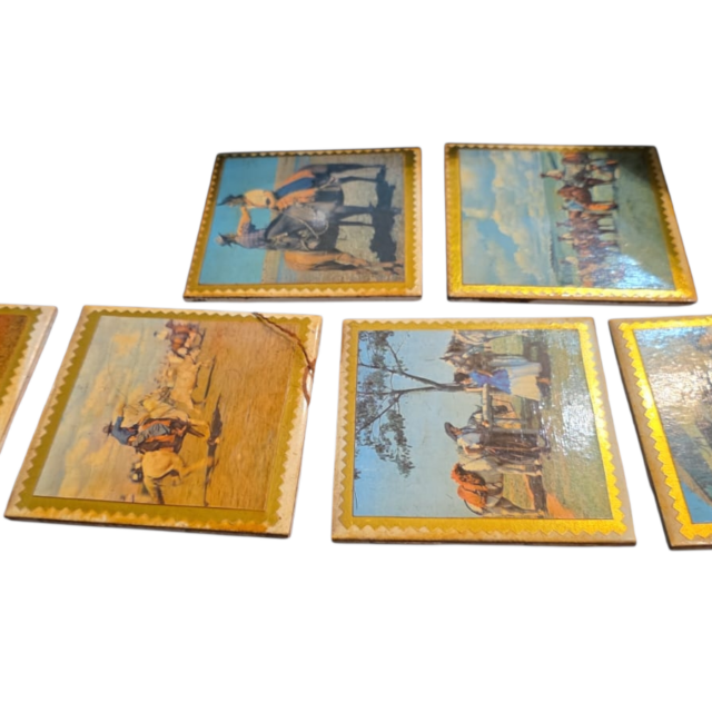 Lote de azulejos decorativos com ilustrações gaúchas