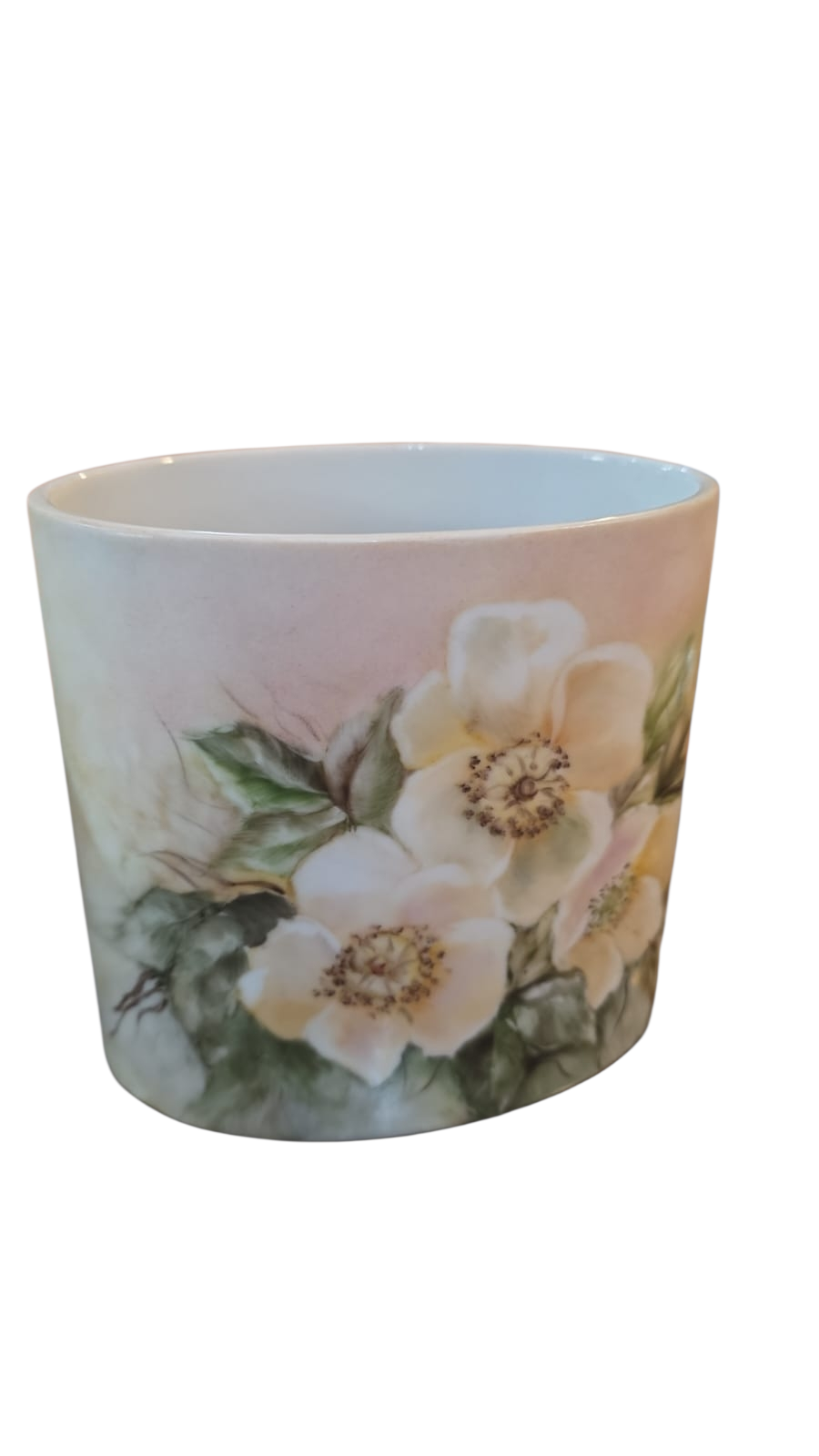 ntiga floreira de porcelana pintada a mão