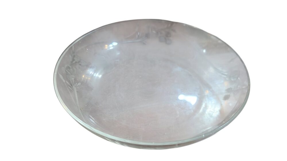 Pinga joias/despojador de cristal com finas lapidações de rosas