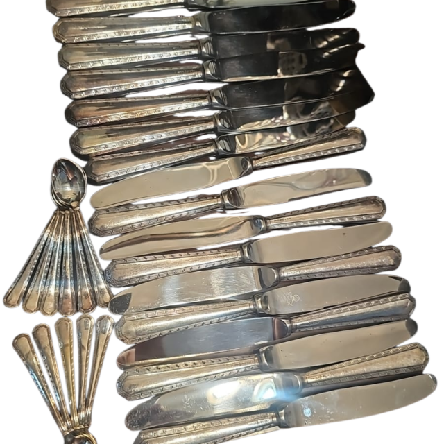 Conjunto de talheres Wolff, espessurado a prata com lâminas inox