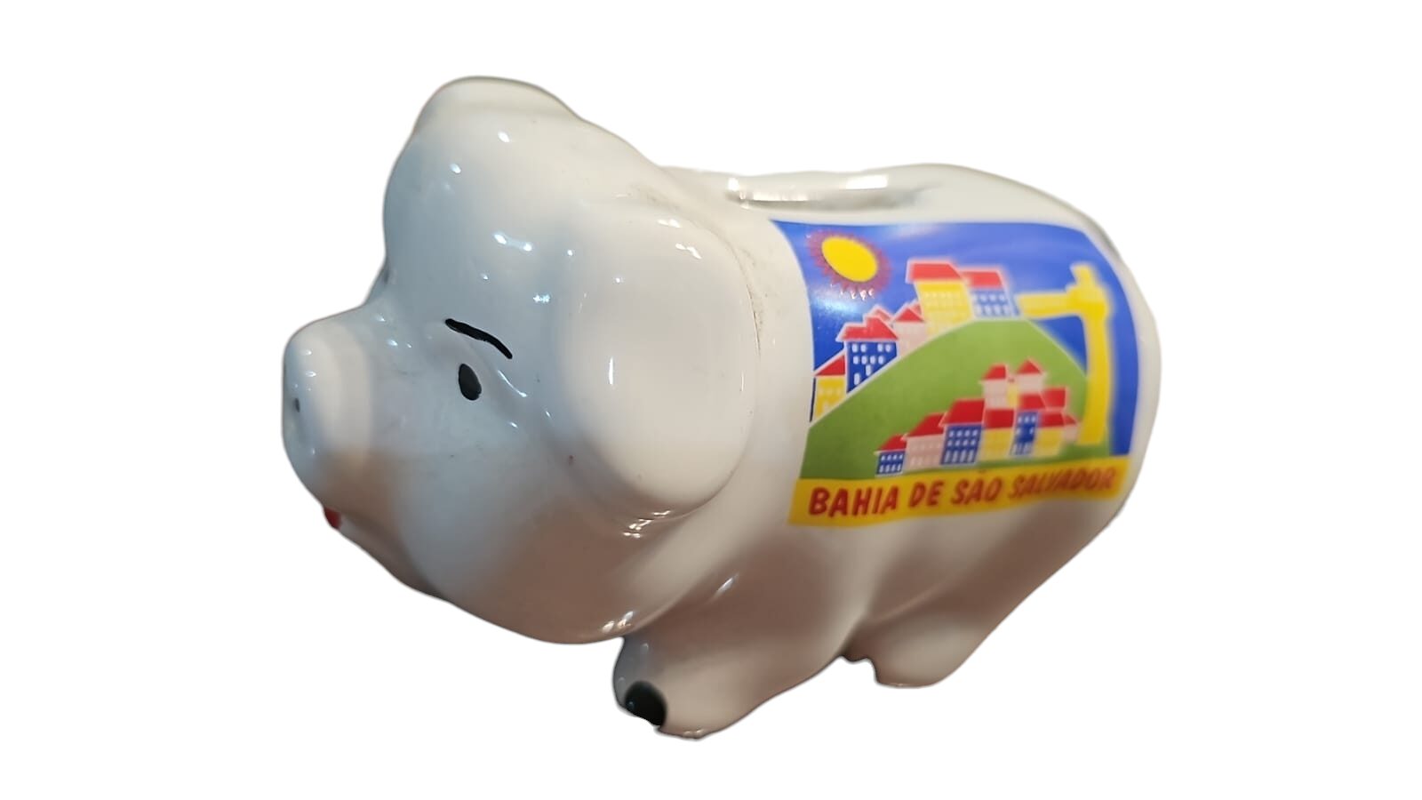 Porquinho cofre de porcelana com fio