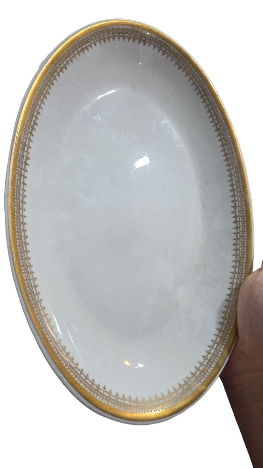Elegante travessa de porcelana Steatita, fartas dourações