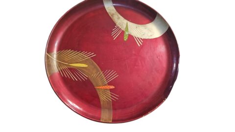 Bandeja oriental de madeira laqueada