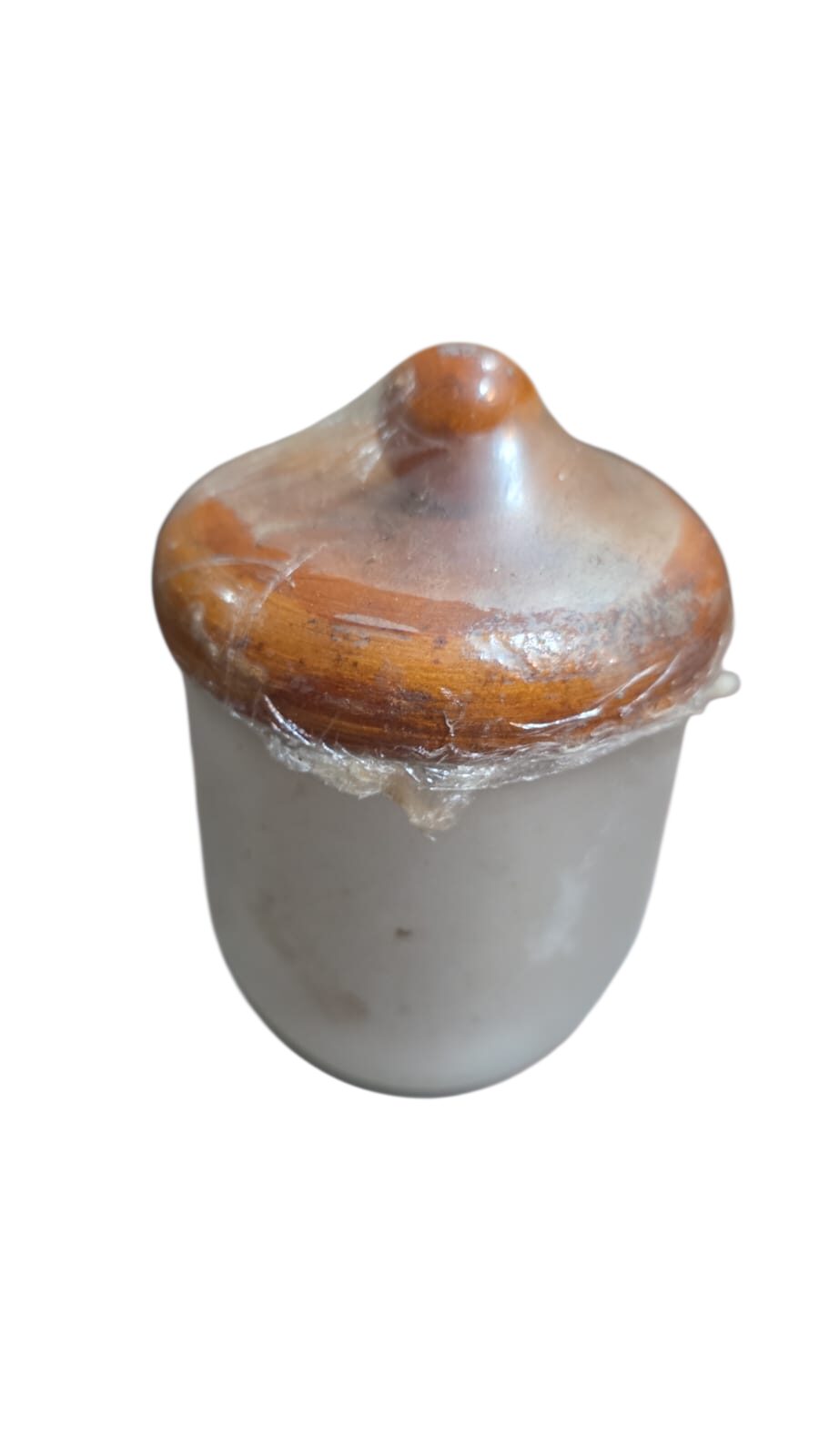 Antigo pote com tampa de madeira
