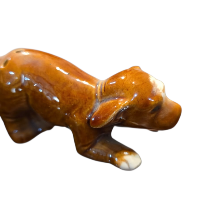 Antigo e raro saleiro de louça de cachorrinho