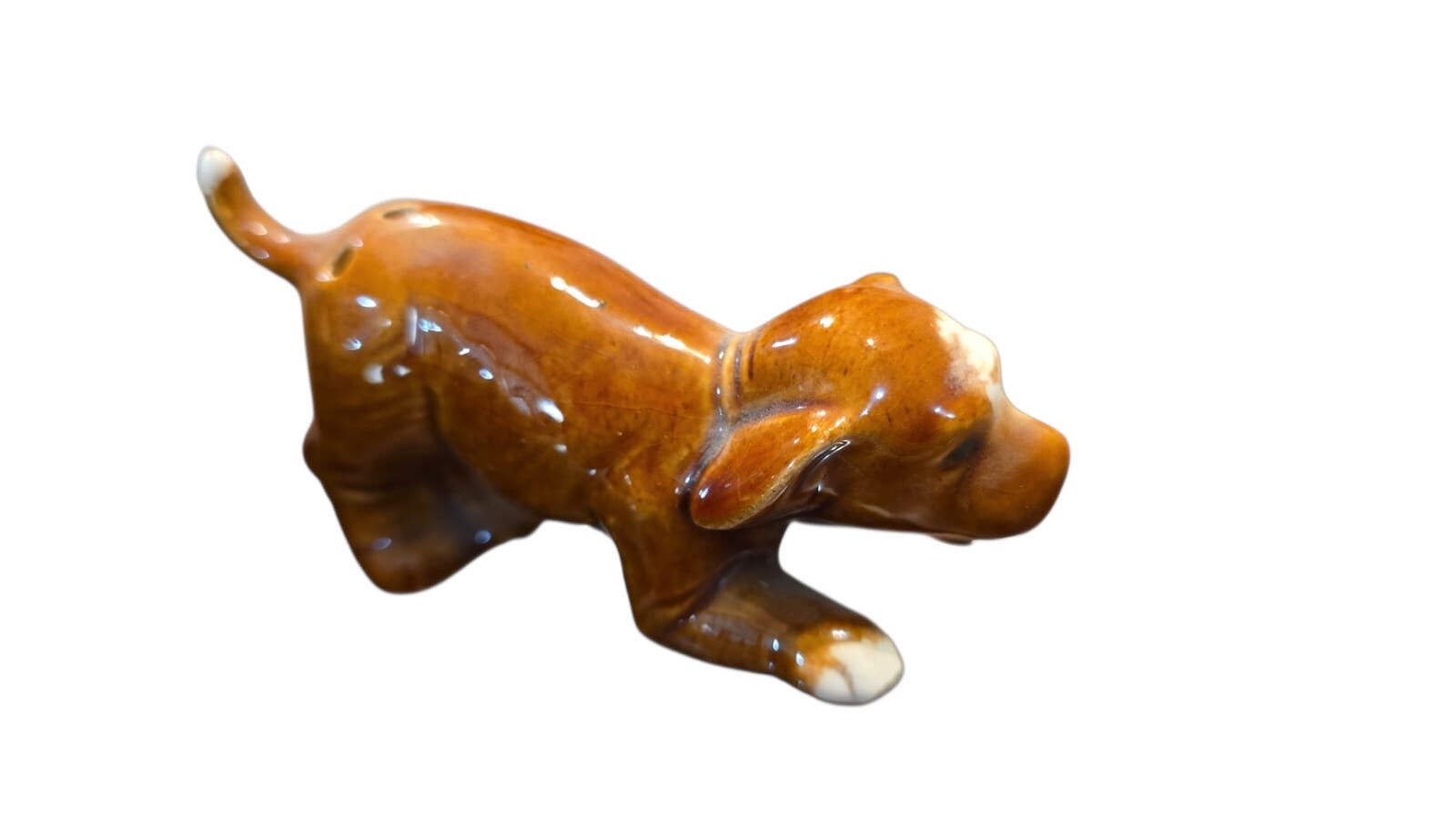 Antigo e raro saleiro de louça de cachorrinho