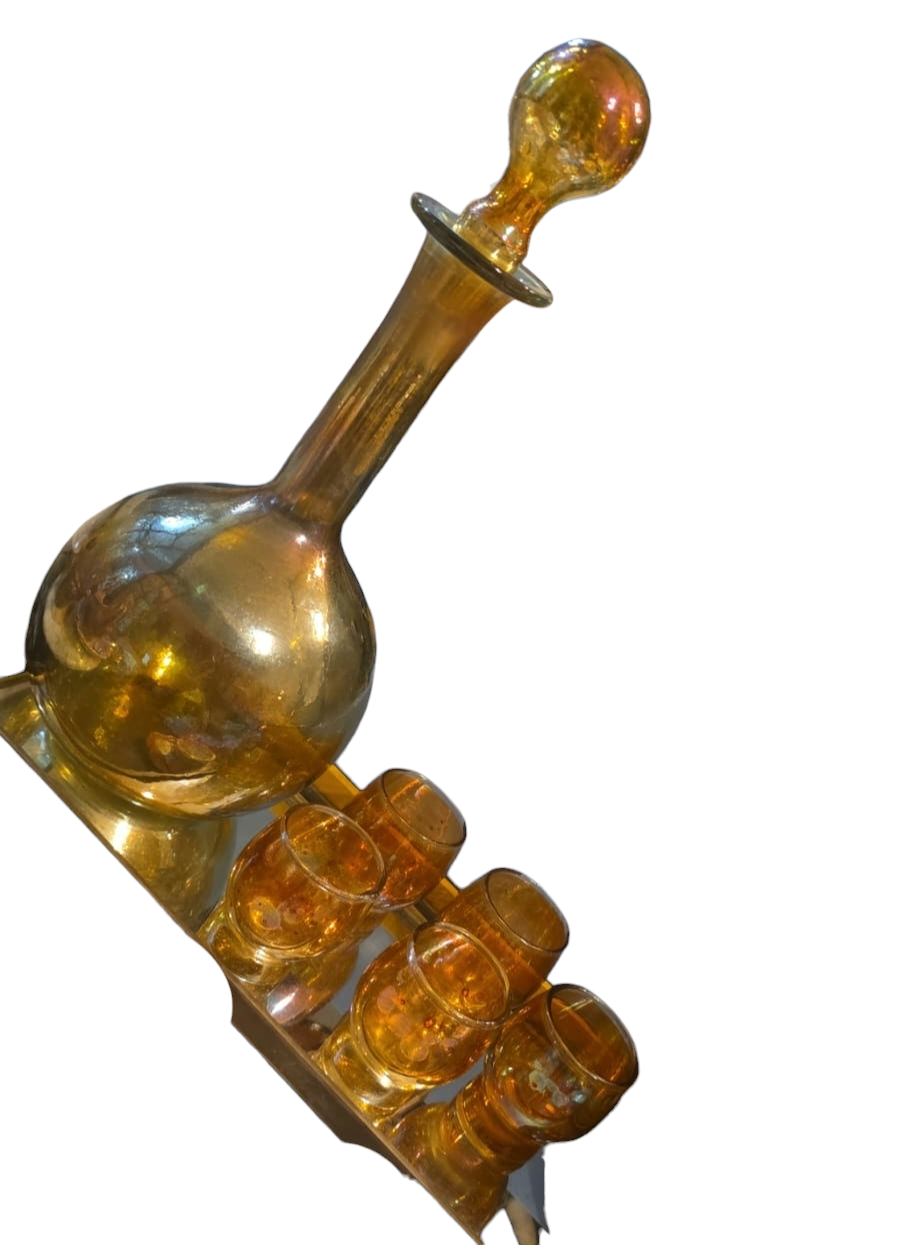 Conjunto de licor Carnival Glass