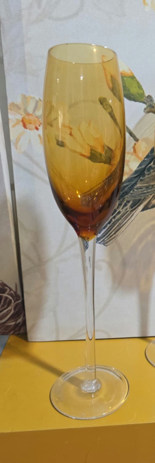 Elegante e grande taça em cristal tons de âmbar - Imagem 2