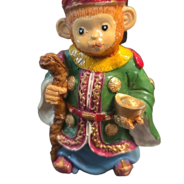 Macaco chines, esmaltado com bela policromia