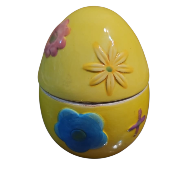 Ovo potiche de louça pintado a mão