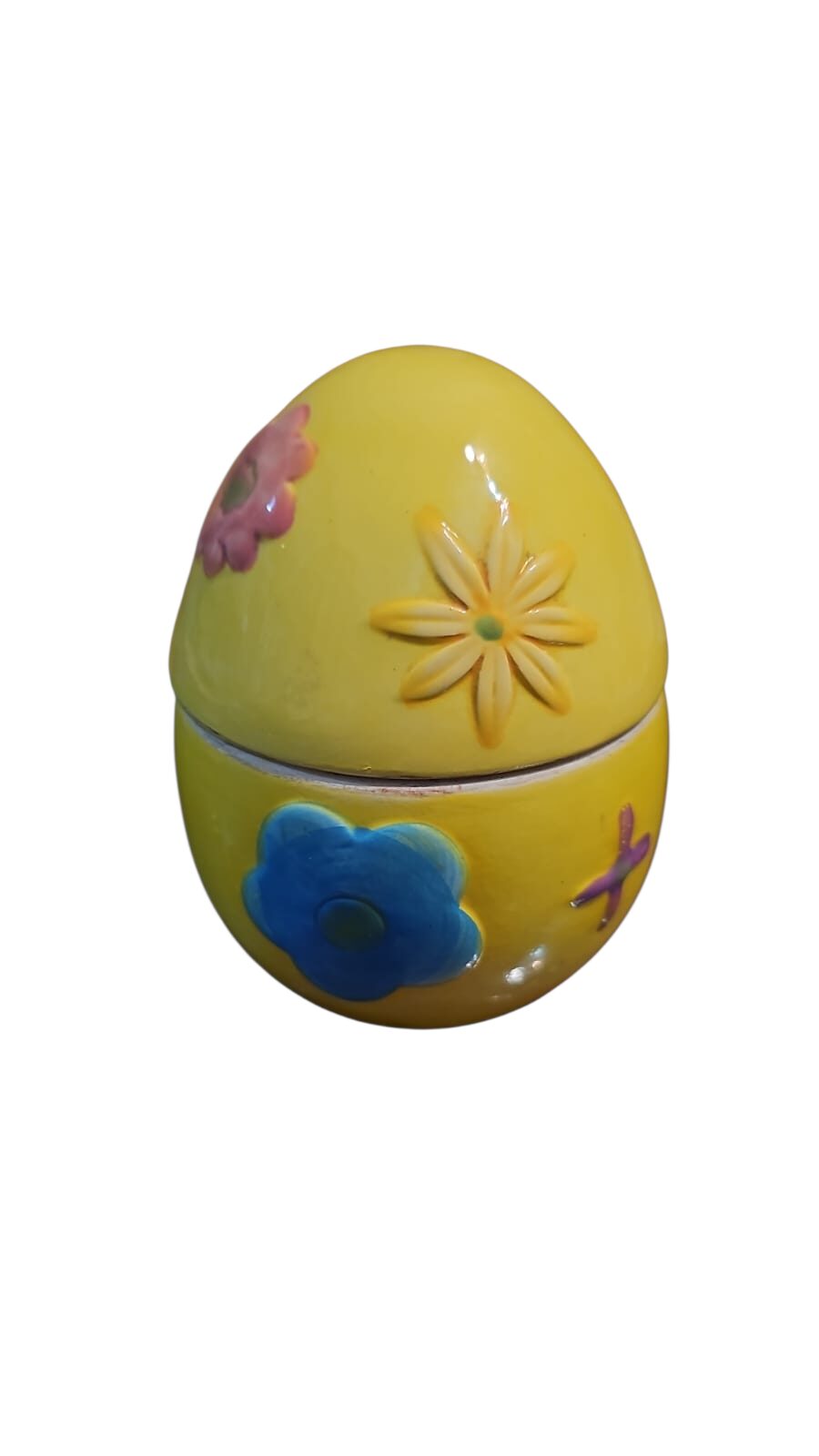 Ovo potiche de louça pintado a mão