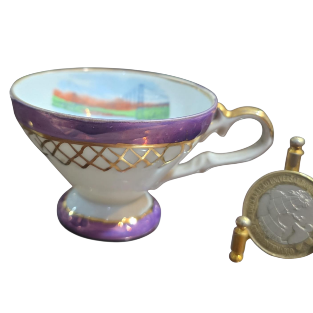 Elegante e antiga xícara de porcelana