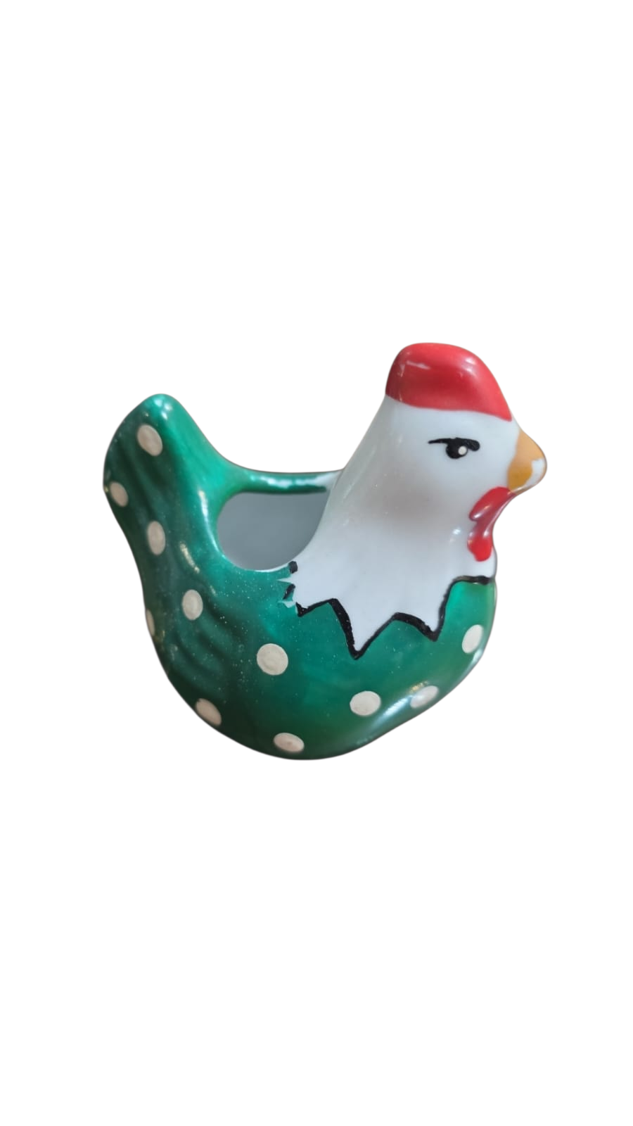 Galinha paliteiro de porcelana, pintada a mão