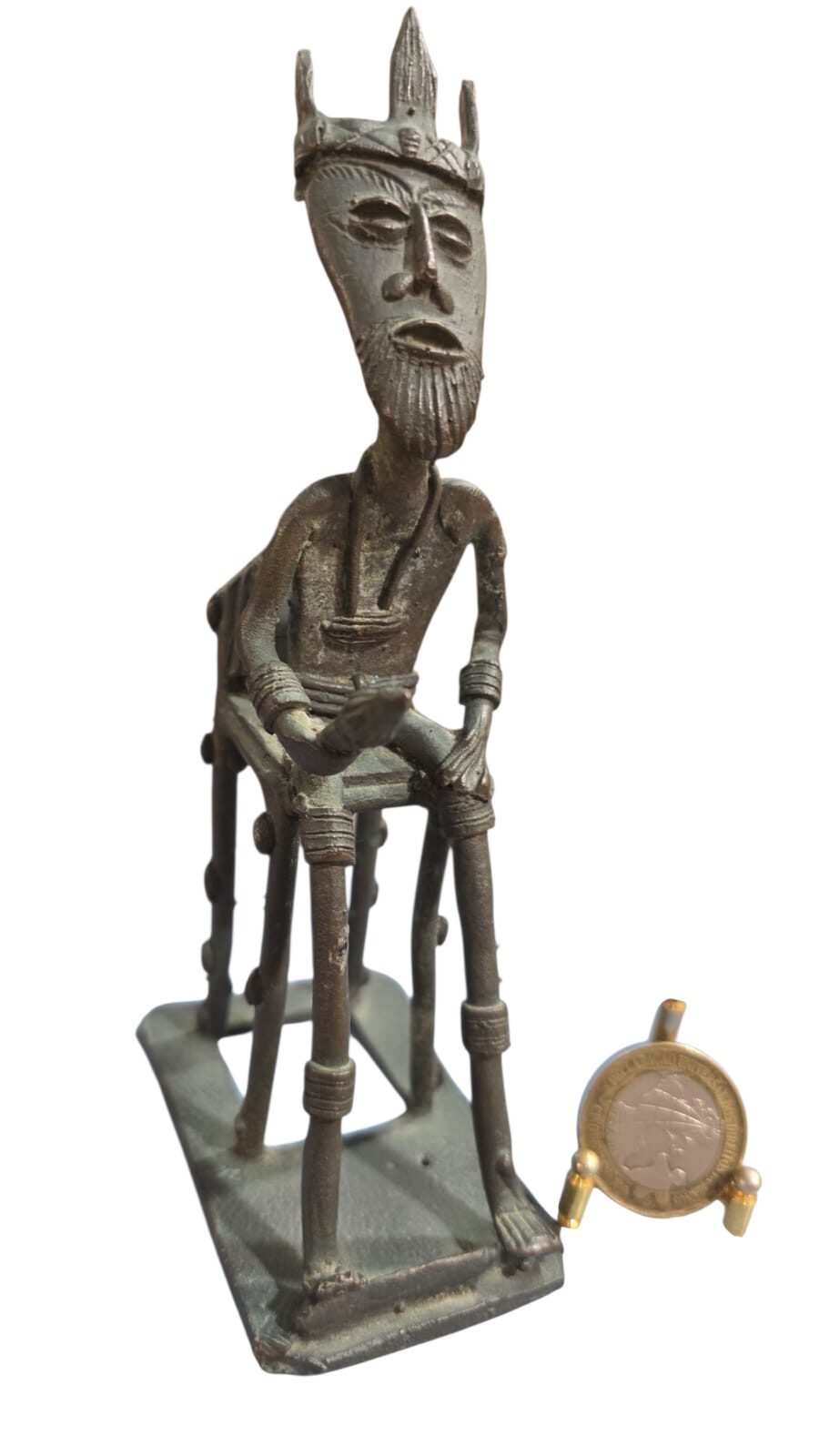 Antiga escultura de bronze do Benim, África Ocidental, início do século XX