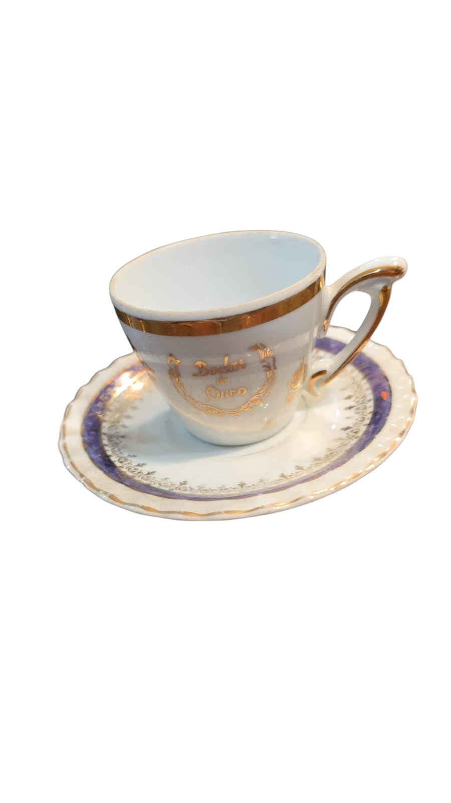 Elegante xícara de porcelana Bodas de Ouro