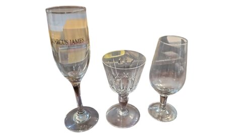 Trio de taças de cristal