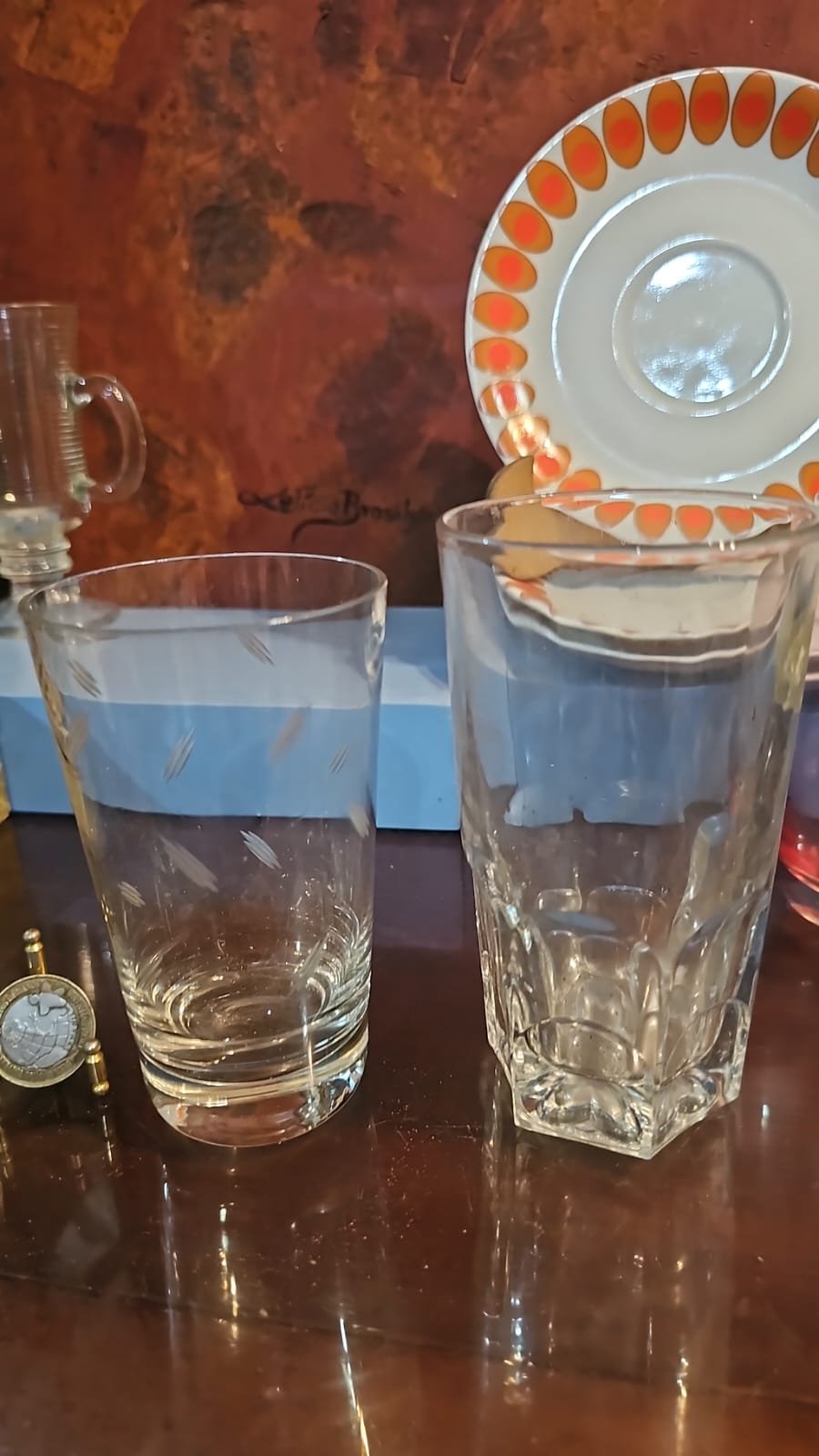 Par de copos antigos de cristal - Imagem 2
