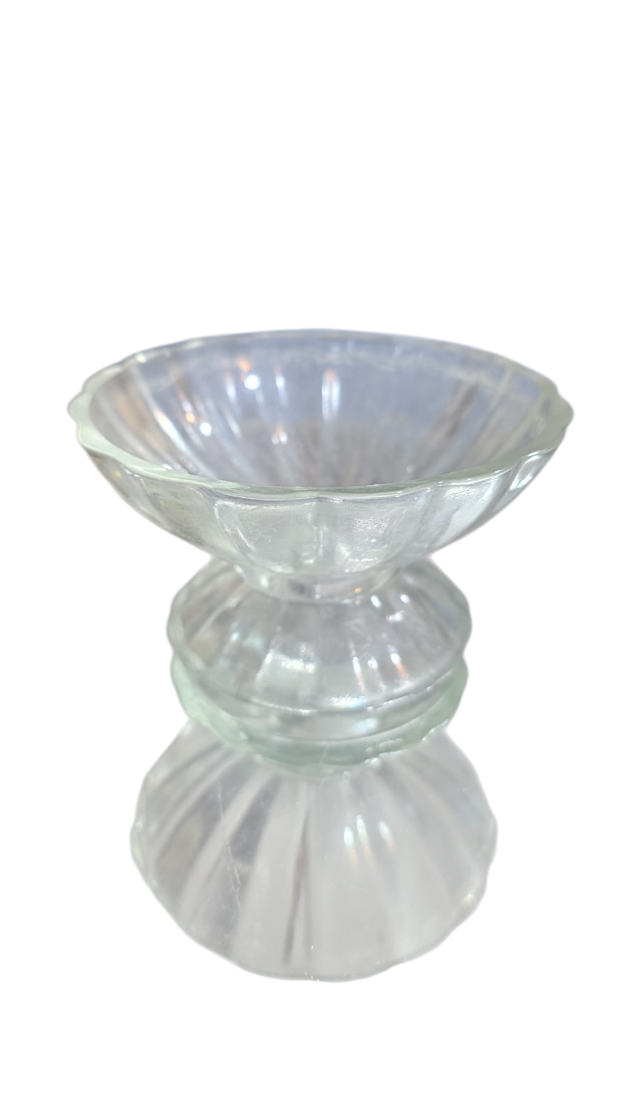 Antiga taça de sobremesa canelada em vidrão
