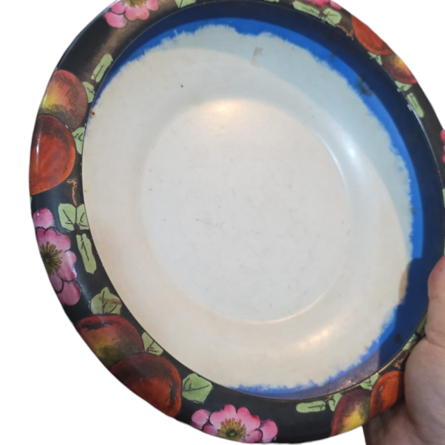 Grande fruteira de louça inglesa pintada a mão