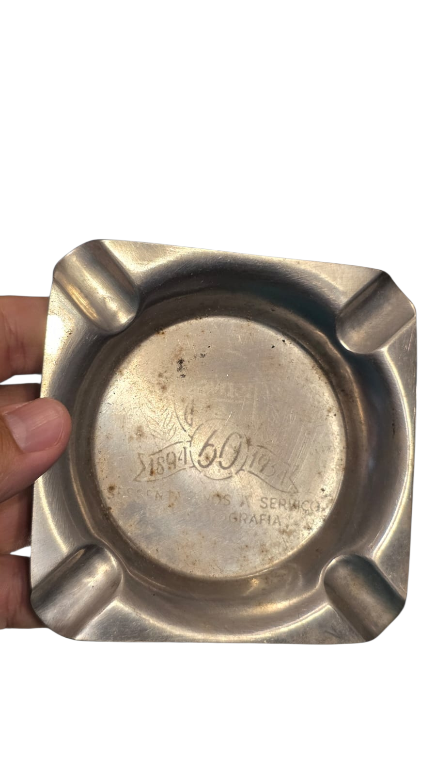 Antigo cinzeiro Inox, pombo