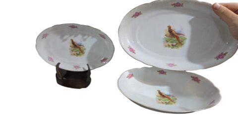 Trio de travessas porcelana Real, belíssima arte, impecáveis