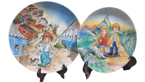 Par de Grandes porcelanas pintadas a mão