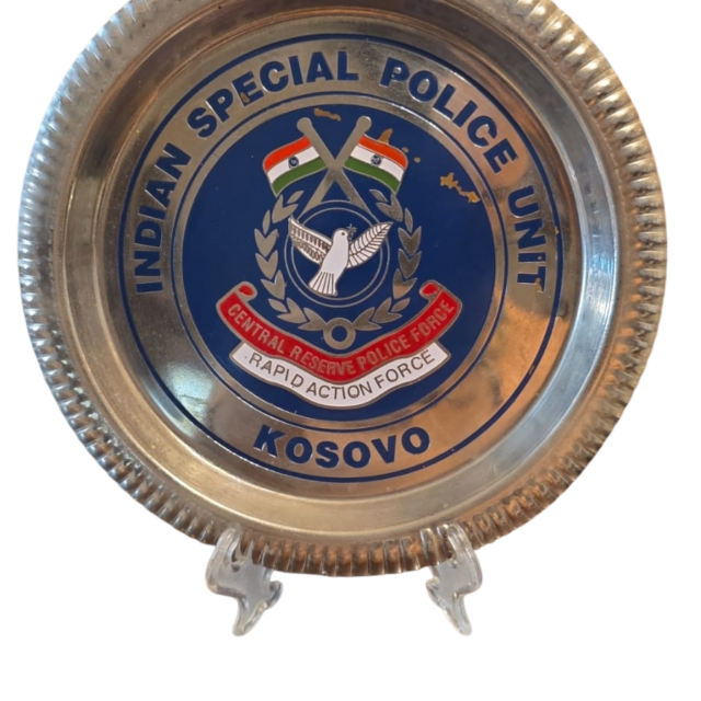 Salva com arte esmaltada da Polícia Especial Indiana