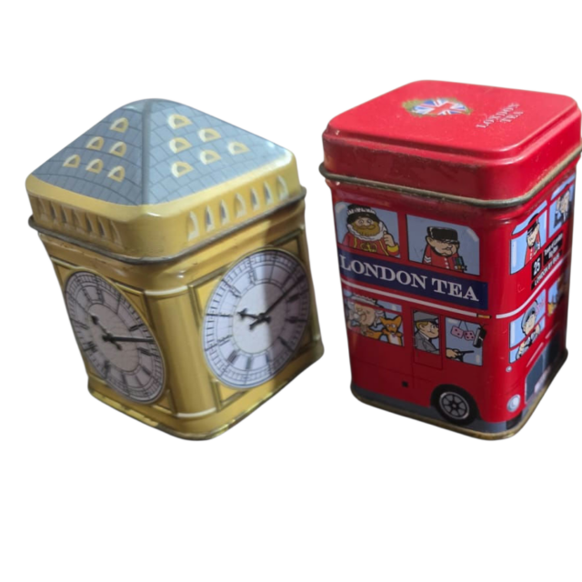 Par de latas de chá inglesas
