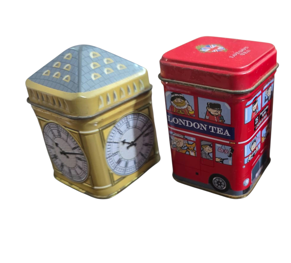 Par de latas de chá inglesas