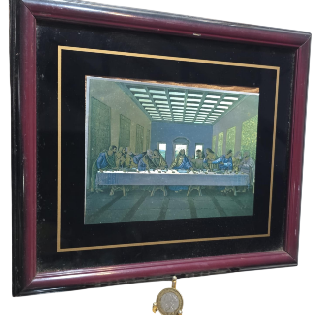 Antigo quadro Santa Ceia, efeito metálico