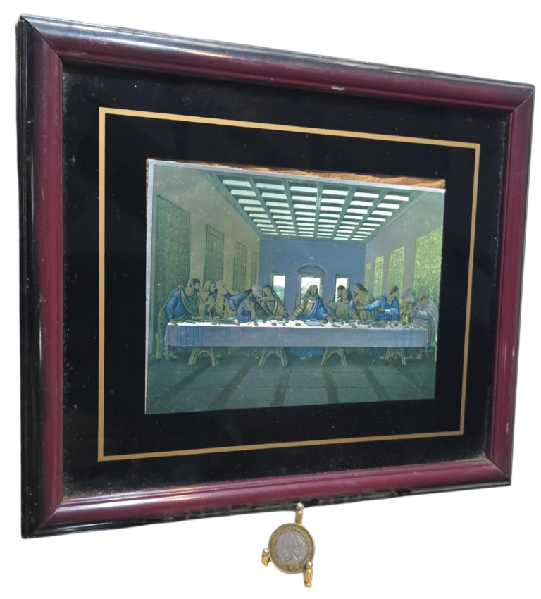 Antigo quadro Santa Ceia, efeito metálico