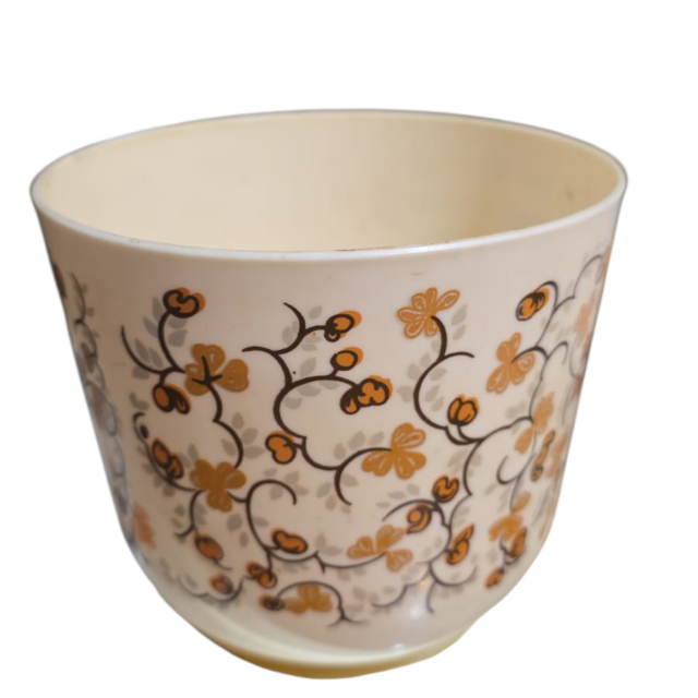 Antigo vaso de plástico rígido, Kaplast, bela arte