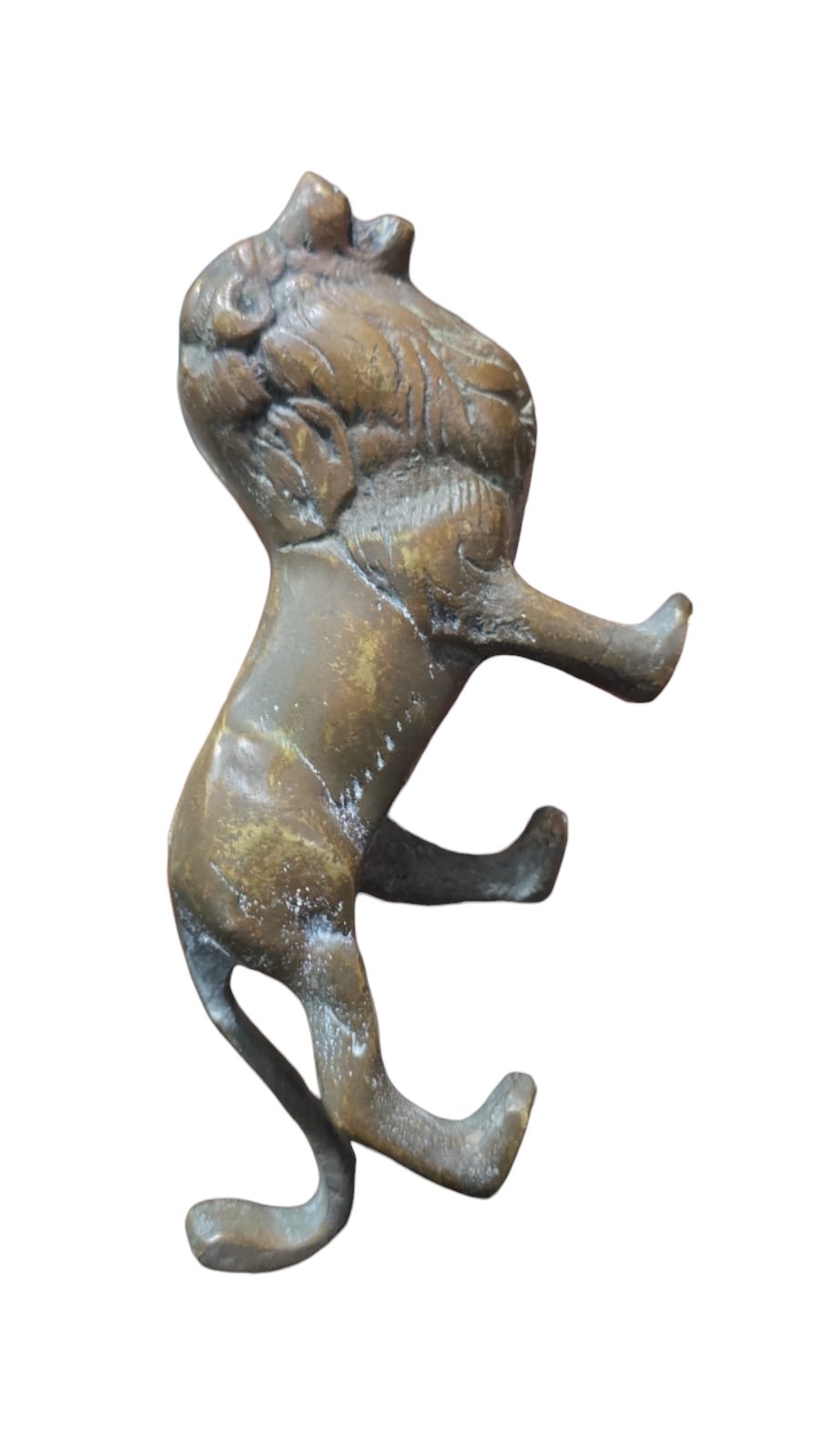 Antiga escultura de leão de bronze