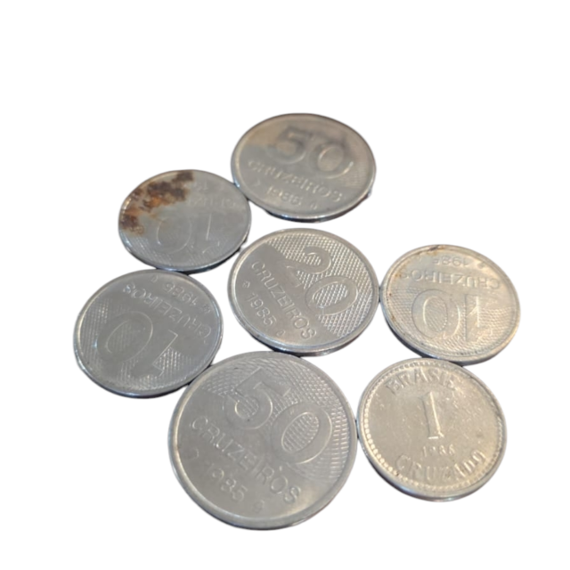 Lote sete moedas, cruzeiros