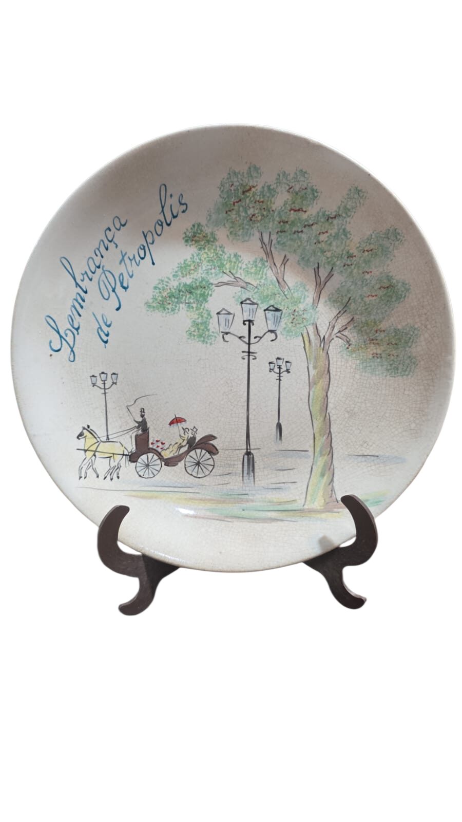 Antiga louça de Petrópolis, bela arte feita a mão, lindo craquelado do tempo