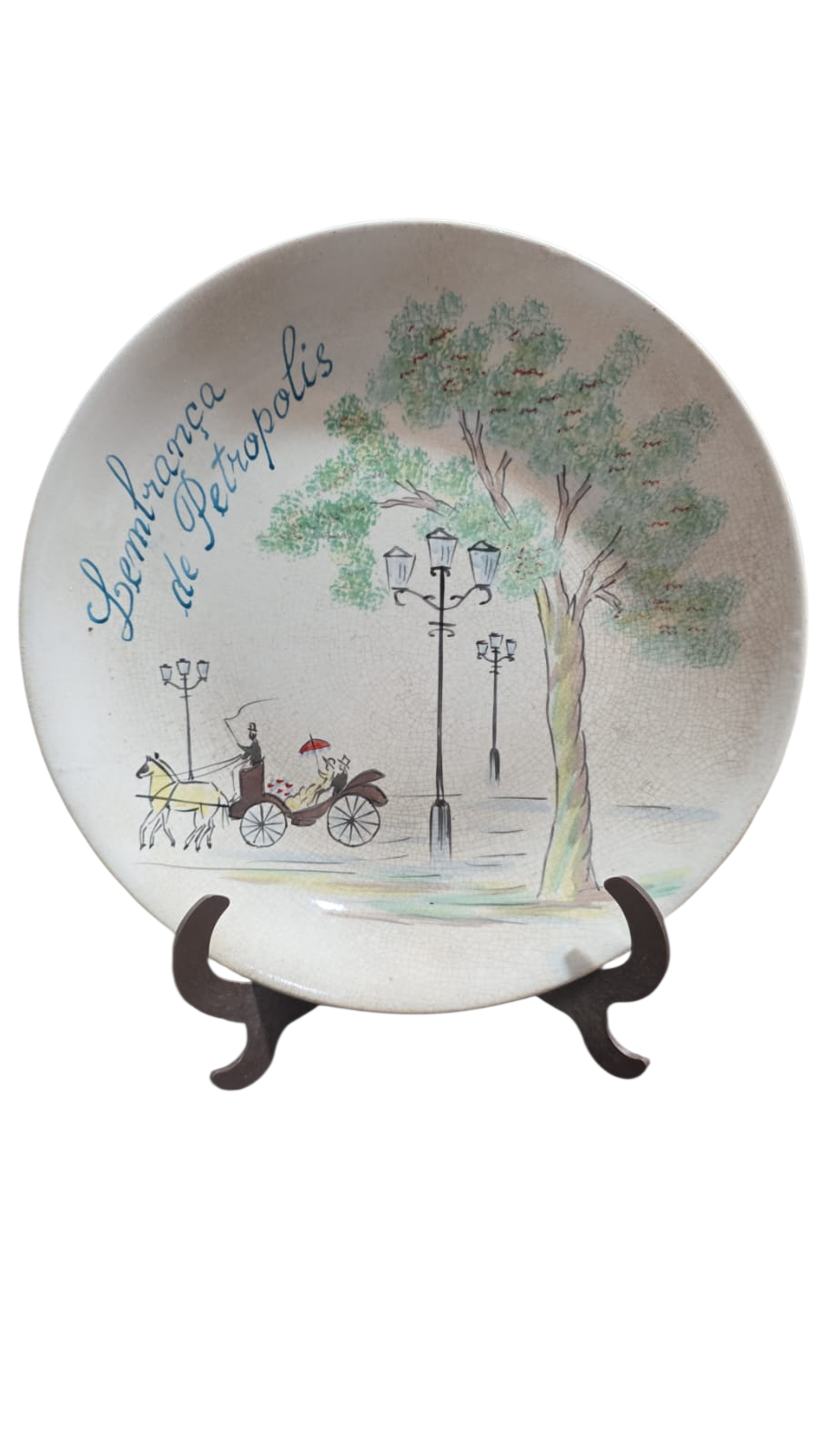 Antiga louça de Petrópolis, bela arte feita a mão, lindo craquelado do tempo
