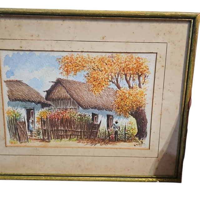 Quadro antigo com pintura assinada