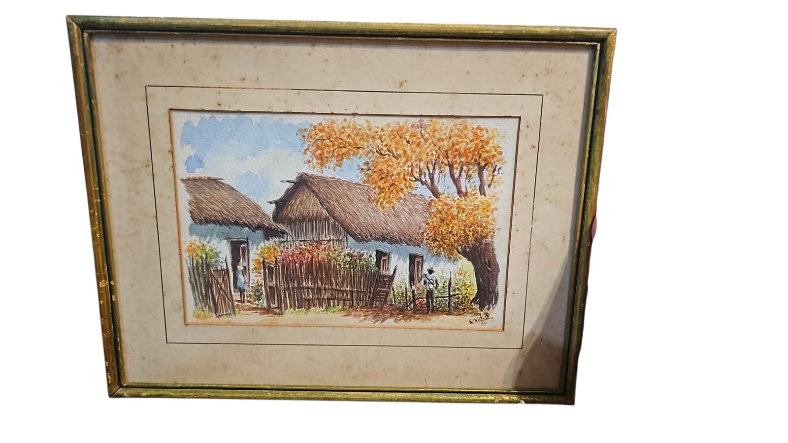 Quadro antigo com pintura assinada