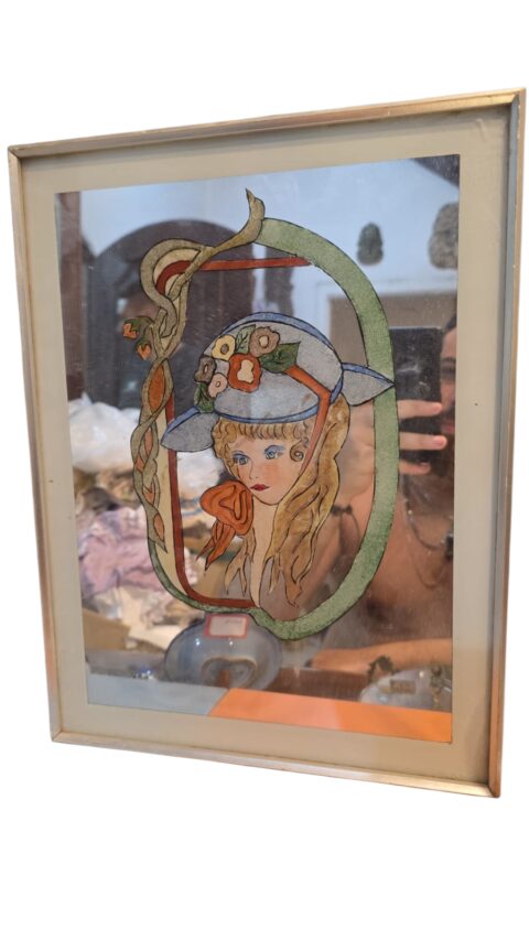 Antigo quadro espelhado, pintado a mão