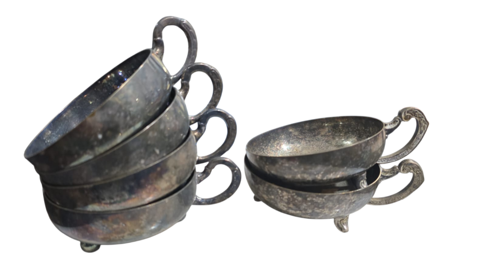 Conjunto de potes de sobremesa espessurados a prata