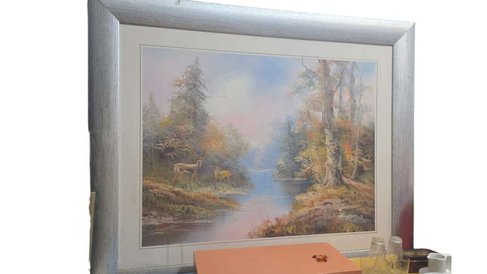 Grande e belo quadro, ilustração com dourações
