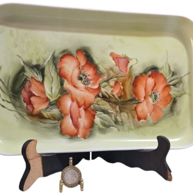 Travessa grande de porcelana pintada a mão