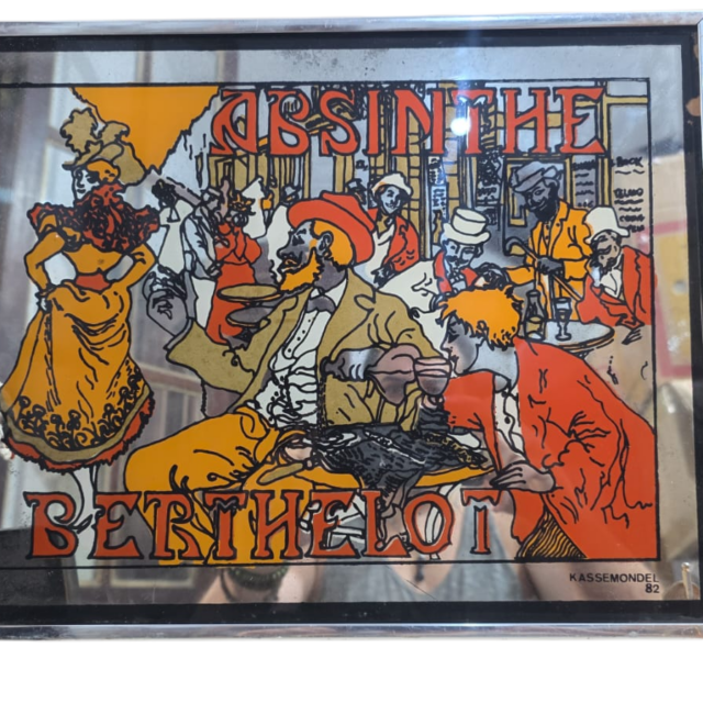 Bela arte em espelho francesa, assinada, década de 80