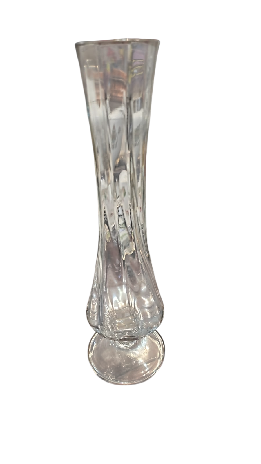 Floreira de cristal canelada